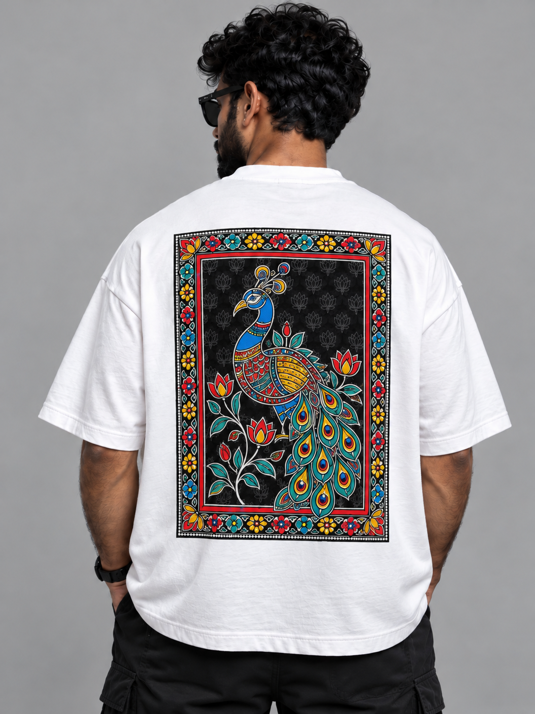 Madhubani Peacock back panel
